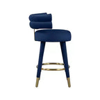 Meridian Furniture, Tabouret de comptoir en velours Fitzroy bleu marine, lot de 2