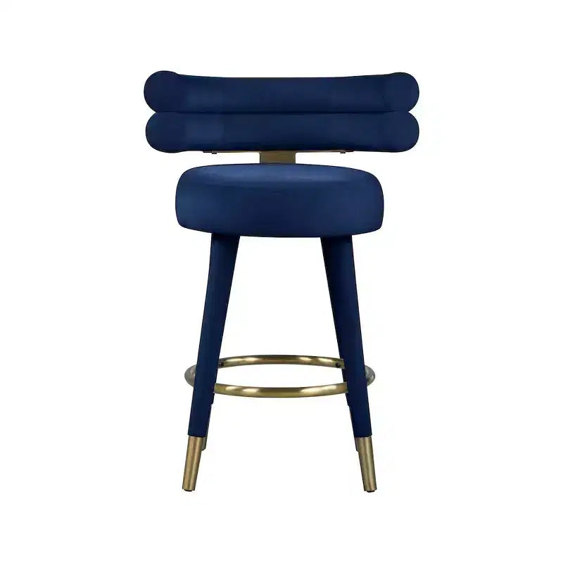 Meridian Furniture, Tabouret de comptoir en velours Fitzroy bleu marine, lot de 2