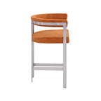 Meridian Furniture, Tabouret de comptoir en velours cognac Marcello, lot de 2