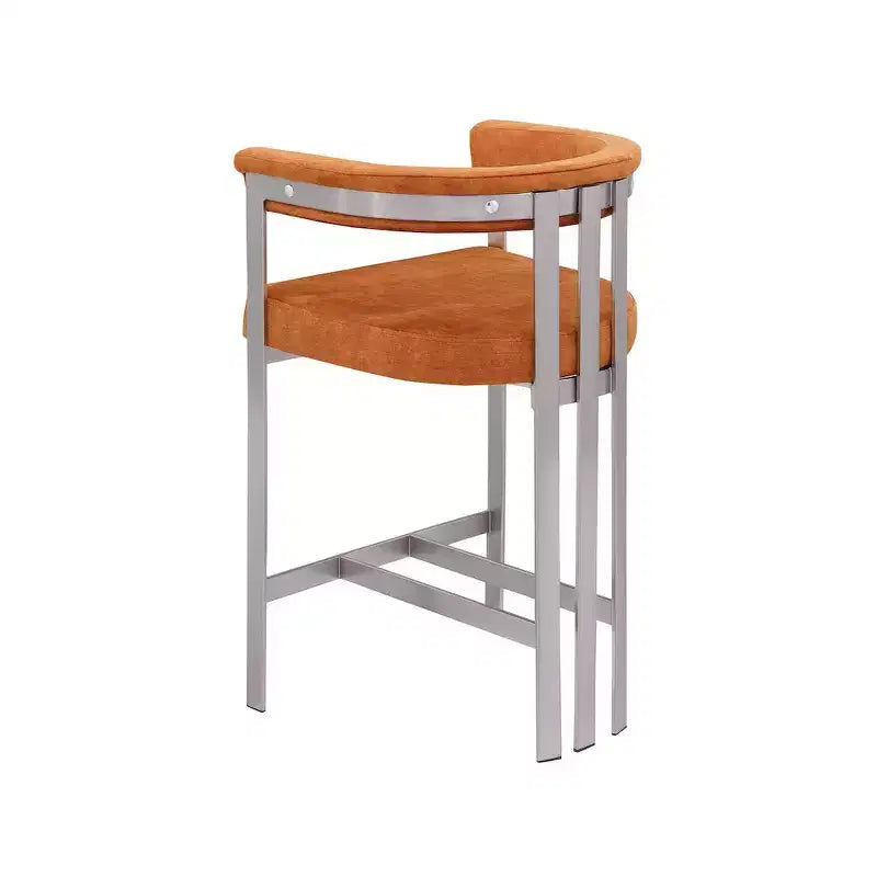 Meridian Furniture, Tabouret de comptoir en velours cognac Marcello, lot de 2