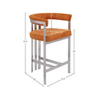 Meridian Furniture, Tabouret de comptoir en velours cognac Marcello, lot de 2