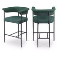 Meridian Furniture,Malin Green Boucle Fabric Counter Stool, Set of 2