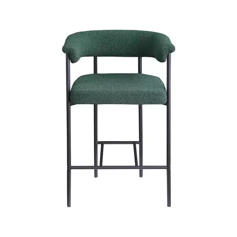 Meridian Furniture, Tabouret de comptoir Malin en tissu bouclé vert, lot de 2