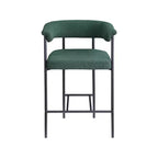 Meridian Furniture, Tabouret de comptoir Malin en tissu bouclé vert, lot de 2