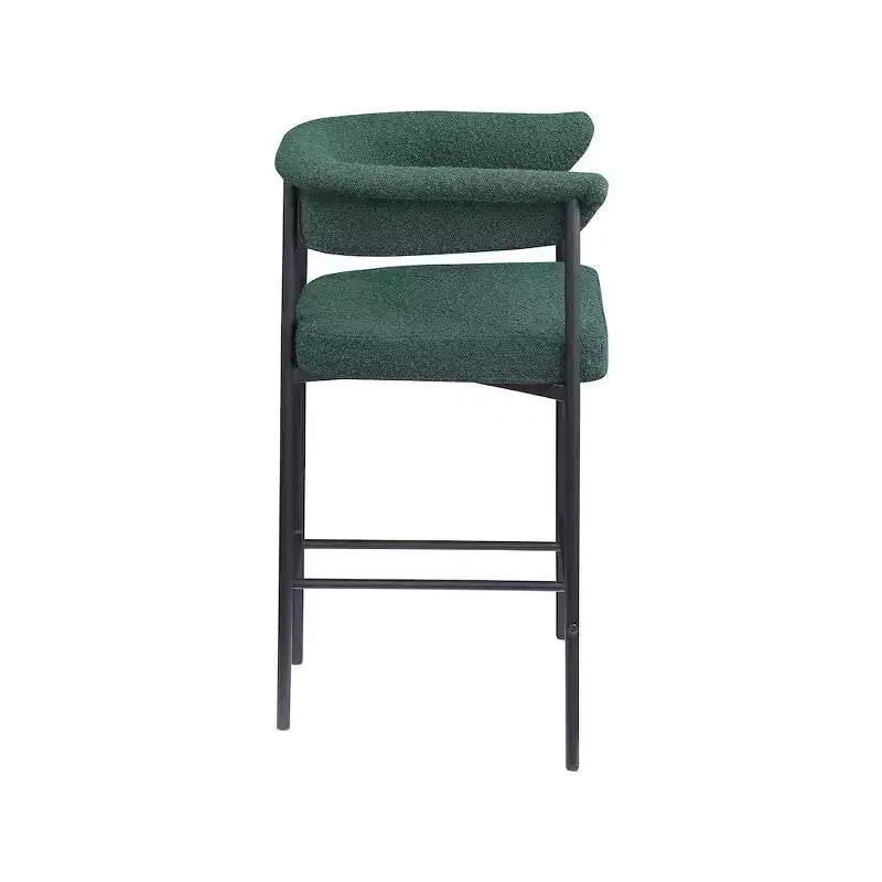 Meridian Furniture, Tabouret de comptoir Malin en tissu bouclé vert, lot de 2