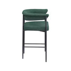 Meridian Furniture, Tabouret de comptoir Malin en tissu bouclé vert, lot de 2