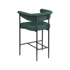 Meridian Furniture, Tabouret de comptoir Malin en tissu bouclé vert, lot de 2