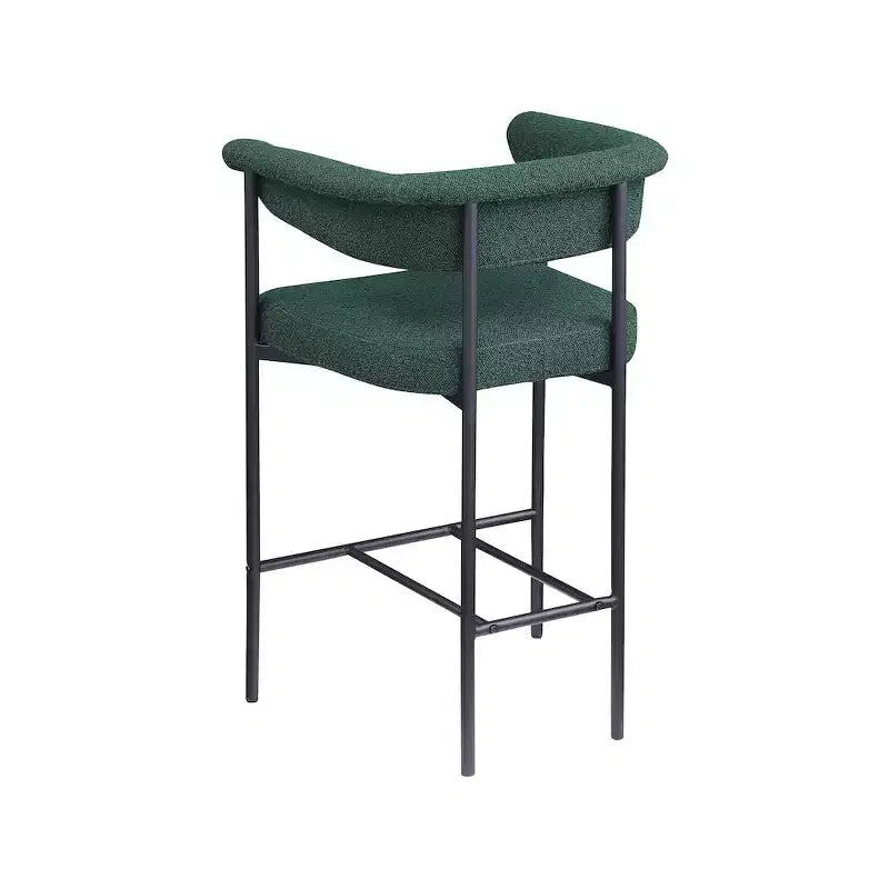 Meridian Furniture, Tabouret de comptoir Malin en tissu bouclé vert, lot de 2