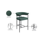 Meridian Furniture, Tabouret de comptoir Malin en tissu bouclé vert, lot de 2