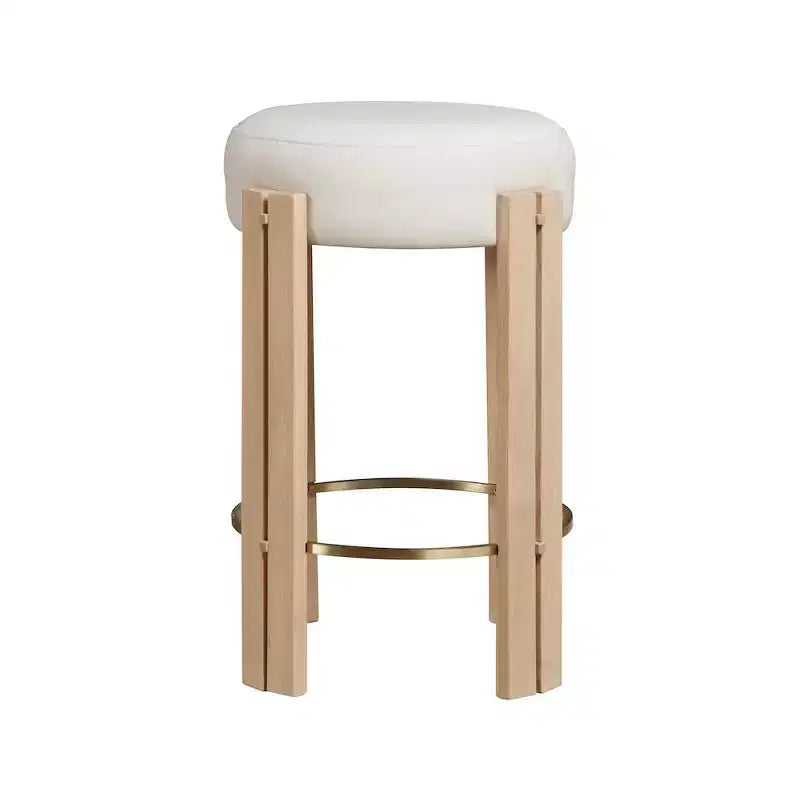 Meridian Furniture, Tabouret de comptoir Harrison en similicuir végétalien crème