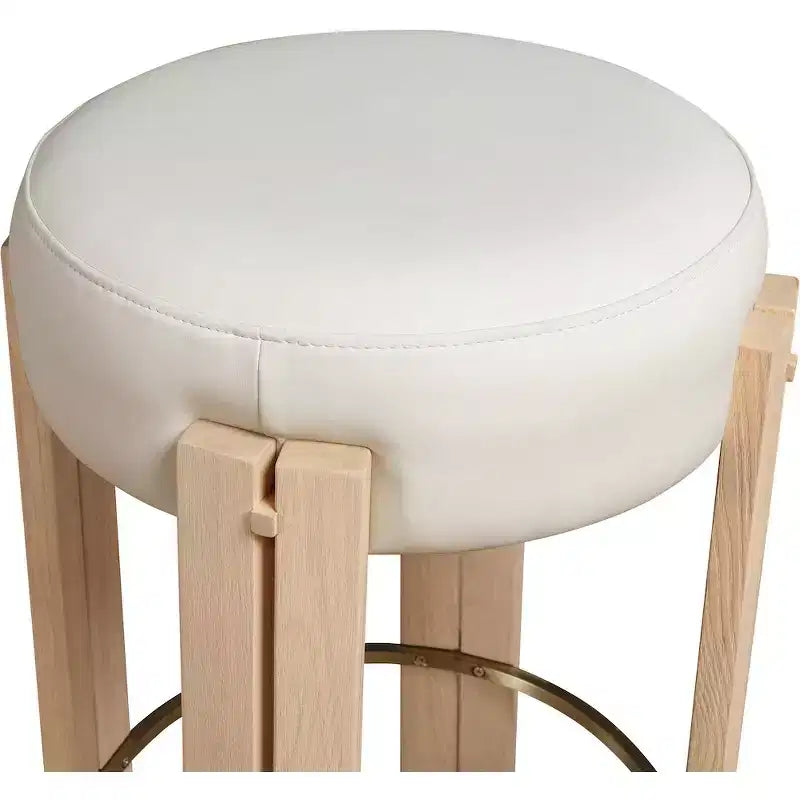 Meridian Furniture, Tabouret de comptoir Harrison en similicuir végétalien crème