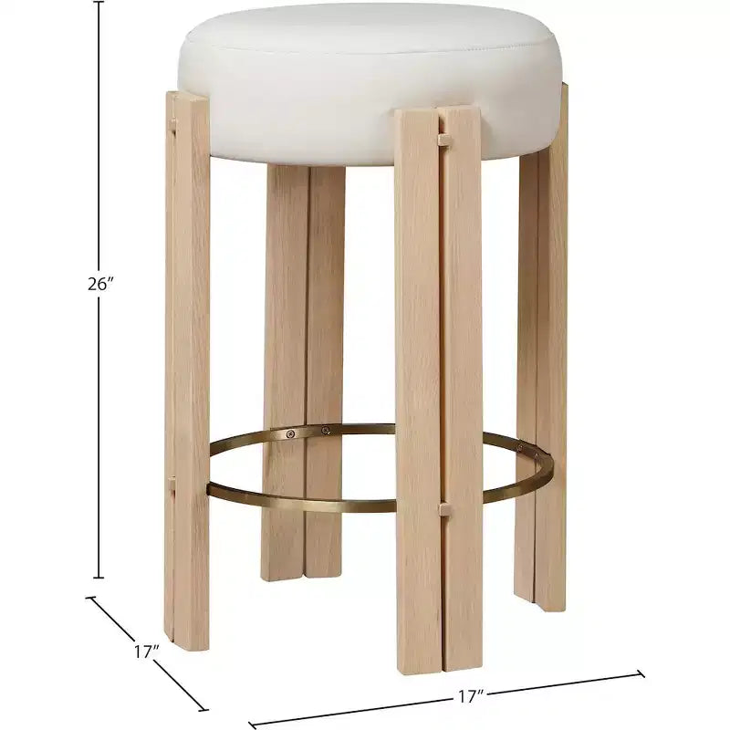 Meridian Furniture, Tabouret de comptoir Harrison en similicuir végétalien crème