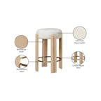 Meridian Furniture, Tabouret de comptoir Harrison en similicuir végétalien crème