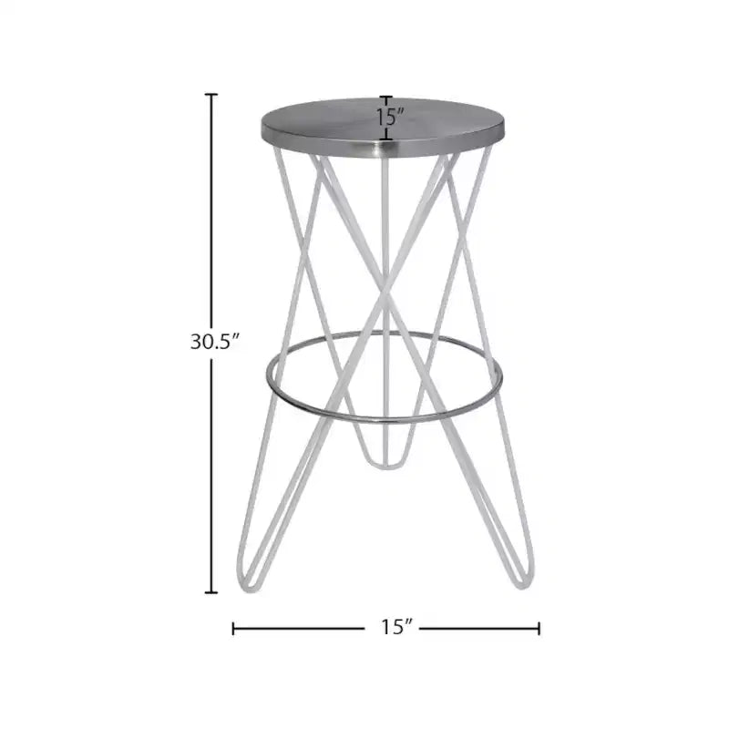Meridian Furniture, Tabouret de bar Mercury blanc en fer