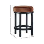 Meridian Furniture, Tabouret de comptoir Monette en velours couleur cognac