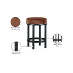 Meridian Furniture, Tabouret de comptoir Monette en velours couleur cognac