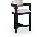 Meridian Furniture,Sacha Beige Linen Textured Fabric Stool