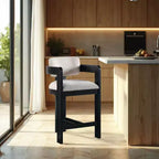 Meridian Furniture, Tabouret Sacha en tissu texturé lin beige