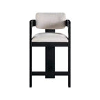 Meridian Furniture, Tabouret Sacha en tissu texturé lin beige