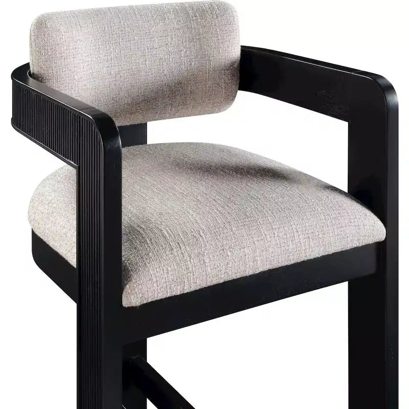 Meridian Furniture, Tabouret Sacha en tissu texturé lin beige