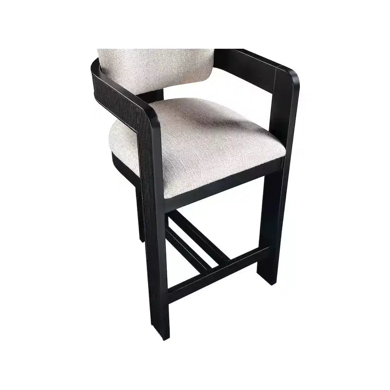 Meridian Furniture, Tabouret Sacha en tissu texturé lin beige