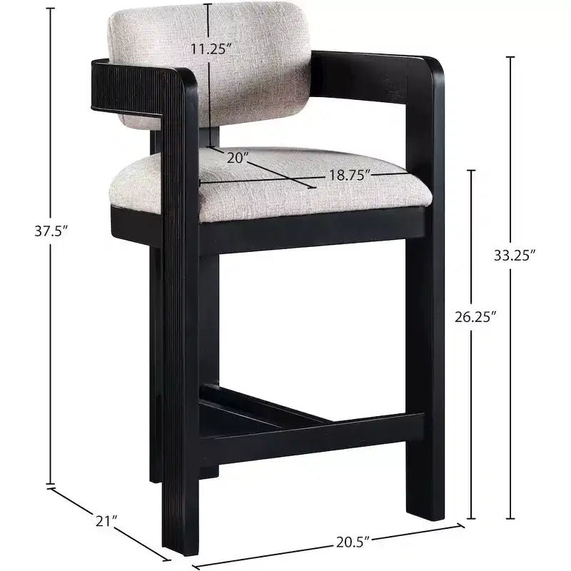 Meridian Furniture, Tabouret Sacha en tissu texturé lin beige