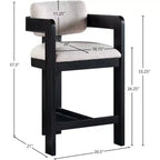 Meridian Furniture, Tabouret Sacha en tissu texturé lin beige