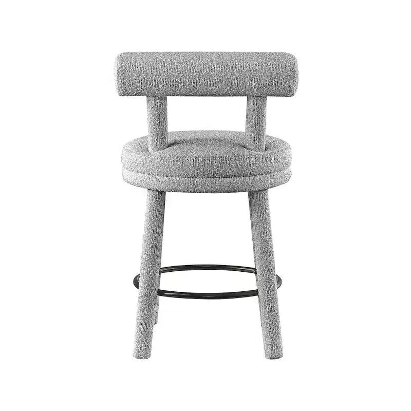 Meridian Furniture, Tabouret en tissu bouclé gris Parlor, Lot de 2