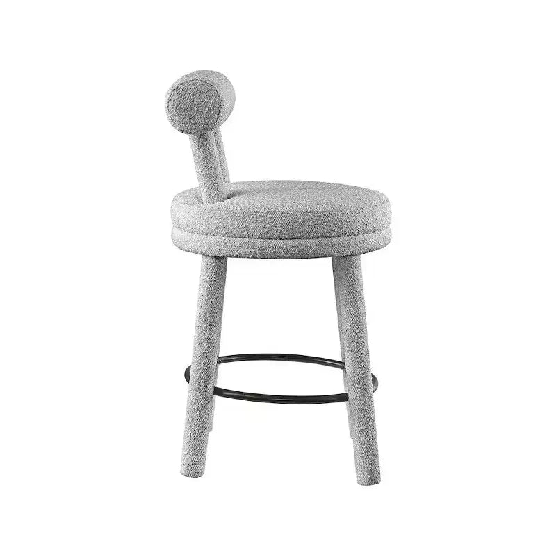 Meridian Furniture, Tabouret en tissu bouclé gris Parlor, Lot de 2
