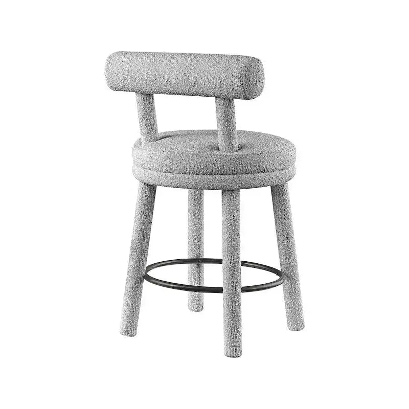Meridian Furniture, Tabouret en tissu bouclé gris Parlor, Lot de 2