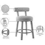 Meridian Furniture, Tabouret en tissu bouclé gris Parlor, Lot de 2