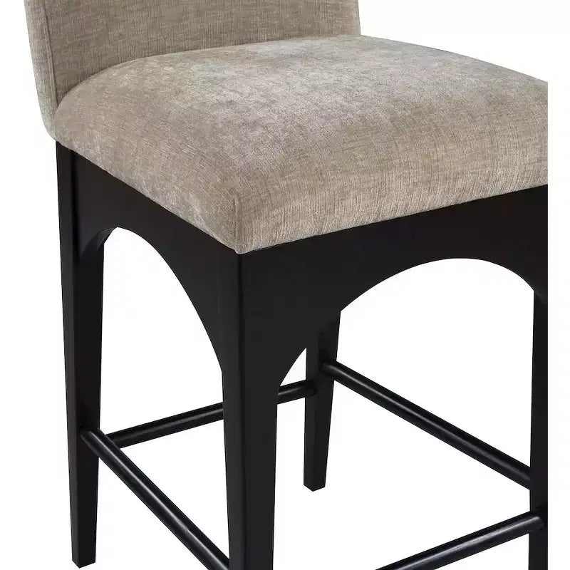 Meridian Furniture, Pouf en tissu chenille beige Waldorf