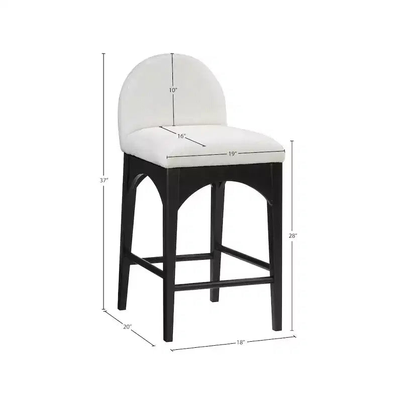 Tabouret en tissu chenille crème Waldorf, Meridian Furniture