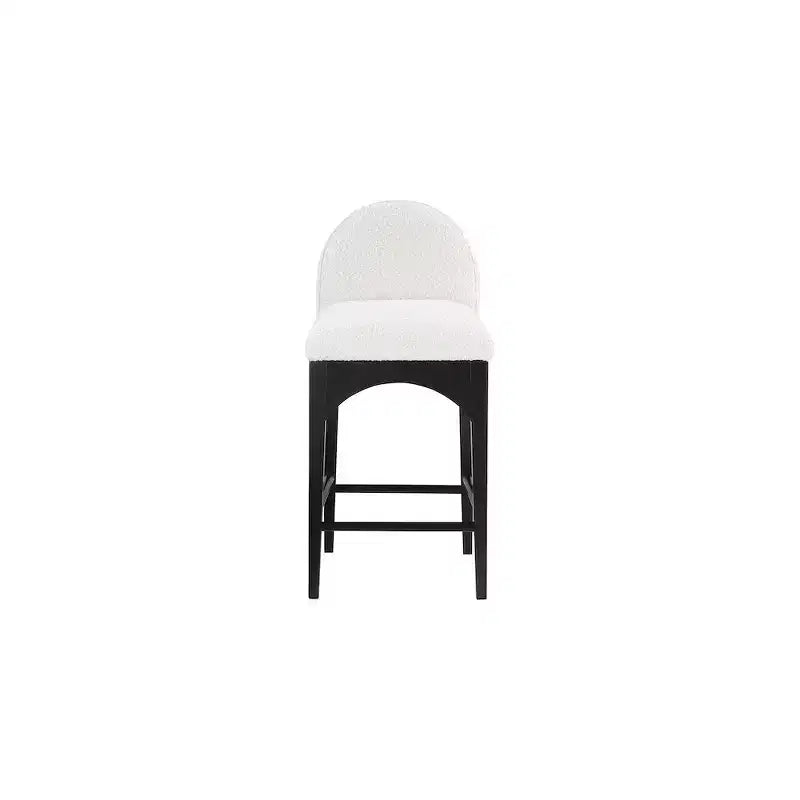 Meridian Furniture, Tabouret en tissu bouclé crème Waldorf