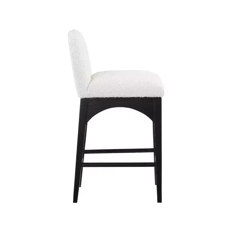Meridian Furniture, Tabouret en tissu bouclé crème Waldorf