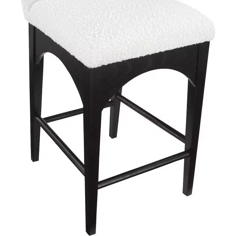 Meridian Furniture, Tabouret en tissu bouclé crème Waldorf