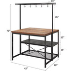 TROPOW Grand îlot de cuisine Étagère à boulanger Support de micro-ondes Étagère de cuisine avec 3 niveaux de rangement, Table de bar à café en métal, pour salle à manger ou salon