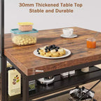 TROPOW Grand îlot de cuisine Étagère à boulanger Support de micro-ondes Étagère de cuisine avec 3 niveaux de rangement, Table de bar à café en métal, pour salle à manger ou salon