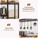 TROPOW Grand îlot de cuisine Étagère à boulanger Support de micro-ondes Étagère de cuisine avec 3 niveaux de rangement, Table de bar à café en métal, pour salle à manger ou salon