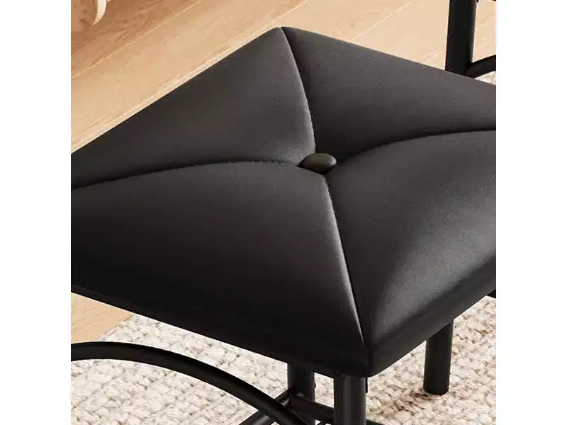 Ensemble de salle à manger carré pour 4 personnes avec plateau en bois, 2 chaises rembourrées et un banc, cadre en métal robuste, ensemble de salle à manger avec rangement pour la salle à manger