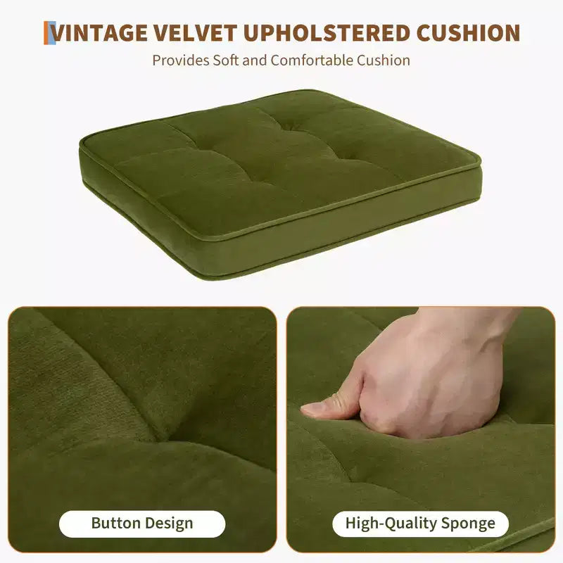Lot de 2 chaises de salle à manger en rotin naturel – Rembourrage velours, dossier haut en canne, pieds en bois robustes, parfaites pour salle à manger, cuisine, restaurant