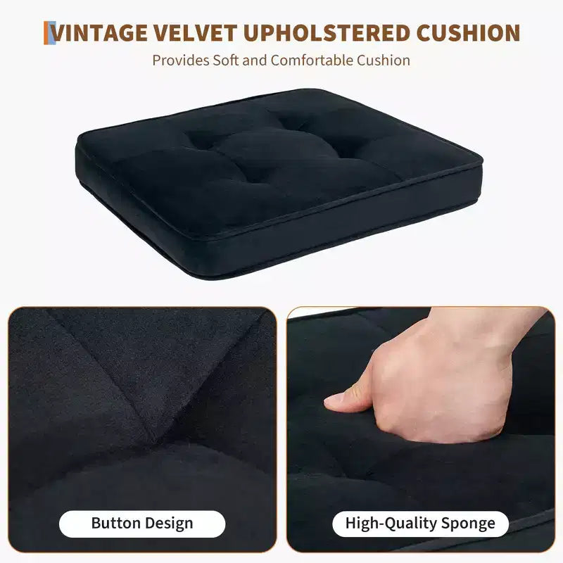Lot de 2 chaises de salle à manger en rotin naturel – Rembourrage velours, dossier haut en canne, pieds en bois robustes, parfaites pour salle à manger, cuisine, restaurant