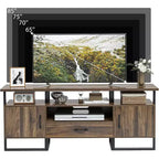Meuble TV industriel 75 po | Tiroirs et armoires latérales | Cadre en métal et panneau PB | Brun rustique | Pour salon et chambre à coucher