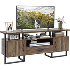 Meuble TV industriel 75 po | Tiroirs et armoires latérales | Cadre en métal et panneau PB | Brun rustique | Pour salon et chambre à coucher