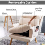 Fauteuil d'appoint Bestier avec pouf, fauteuil en velours pour chambre à coucher et salon, fauteuil de relaxation confortable avec dossier réglable et poche latérale