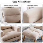 Fauteuil d'appoint Bestier avec pouf, fauteuil en velours pour chambre à coucher et salon, fauteuil de relaxation confortable avec dossier réglable et poche latérale