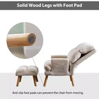 Fauteuil d'appoint Bestier avec pouf, fauteuil en velours pour chambre à coucher et salon, fauteuil de relaxation confortable avec dossier réglable et poche latérale