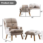 Fauteuil d'appoint Bestier avec pouf, fauteuil en velours pour chambre à coucher et salon, fauteuil de relaxation confortable avec dossier réglable et poche latérale
