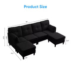 Canapé d'angle modulable convertible Mjkone, canapé 4 places en tissu confortable avec poufs amovibles