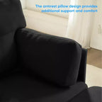Canapé d'angle modulable convertible Mjkone, canapé 4 places en tissu confortable avec poufs amovibles